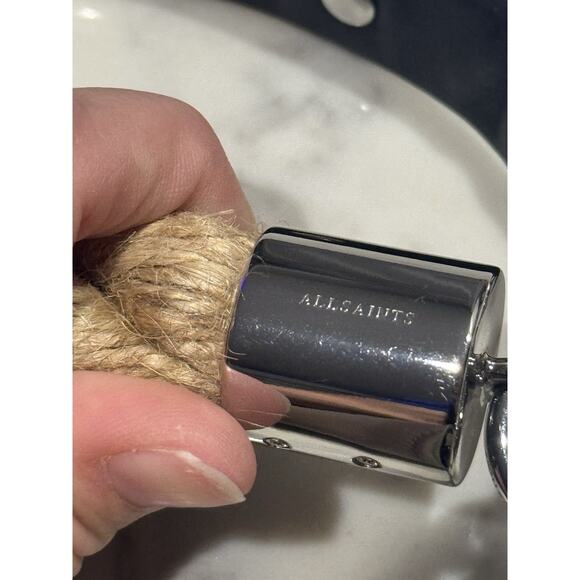 All Saints Harri Crossbody Bag Tan Black Rope Handle Purse Handbag Allsaints - Picture 2 of 13